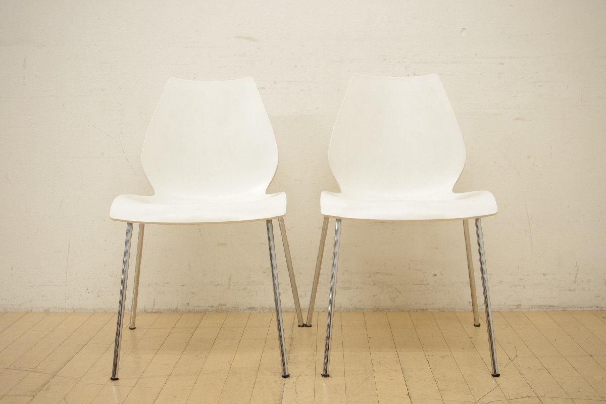 展示品 Kartell カルテル MAUI マウイチェア ホワイト 2脚セット ミーティング 会議椅子 スタッキング イタリア製 デザイナーズチェア_画像2
