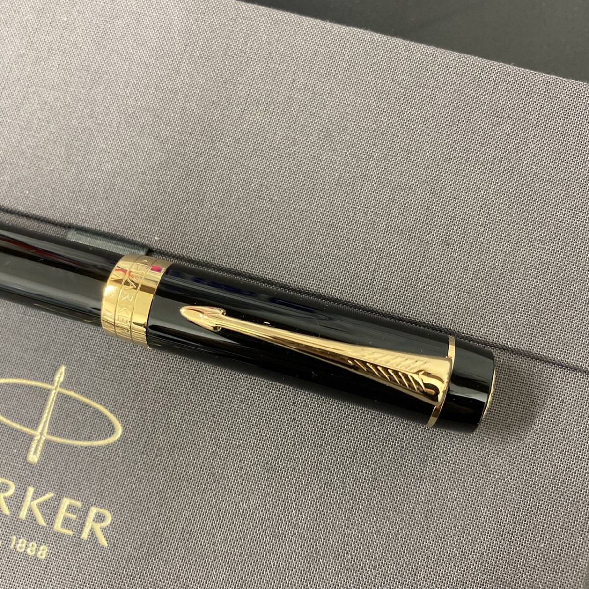 4292 PARKER パーカー 万年筆 DUO クラシックブラックGT センテ　FP F ペン先K18 箱付き　キャップ大学名入り_画像6