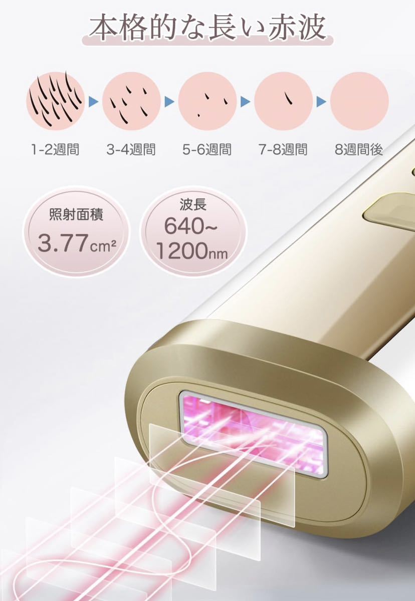 IPL光脱毛器 痛くない 全身使えるレーザー 無制限照射回数 顔 ヒゲ 脇 腕 vio対応 高出力 LED液晶ディスプレイ 保護眼鏡付き 日本語説明書