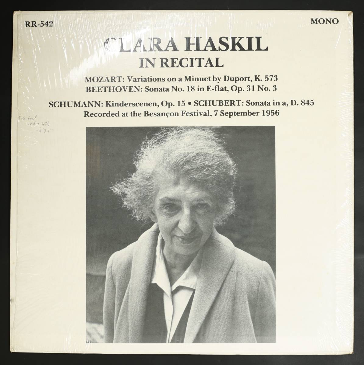 【US盤LP】クララ・ハスキル/In Recital,1956(並良品,Kmプレス,Clara Haskil,1956,ブザンソン国際音楽祭_画像2