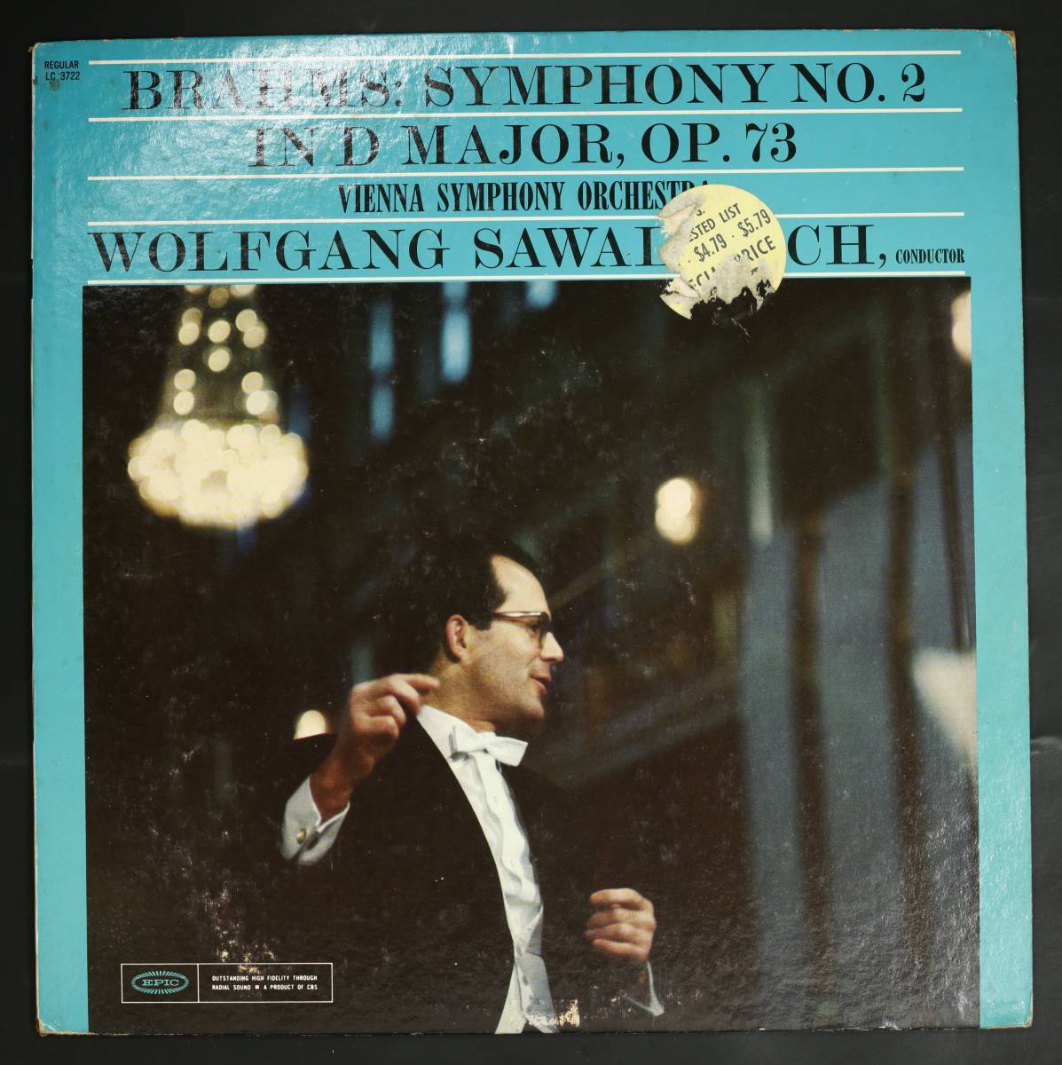 【US盤LP】サヴァリッシュ,WPh/ブラームス:交響曲第2番(並品,MONO,1961,EPIC,Wolfgang Sawallisch)_画像1