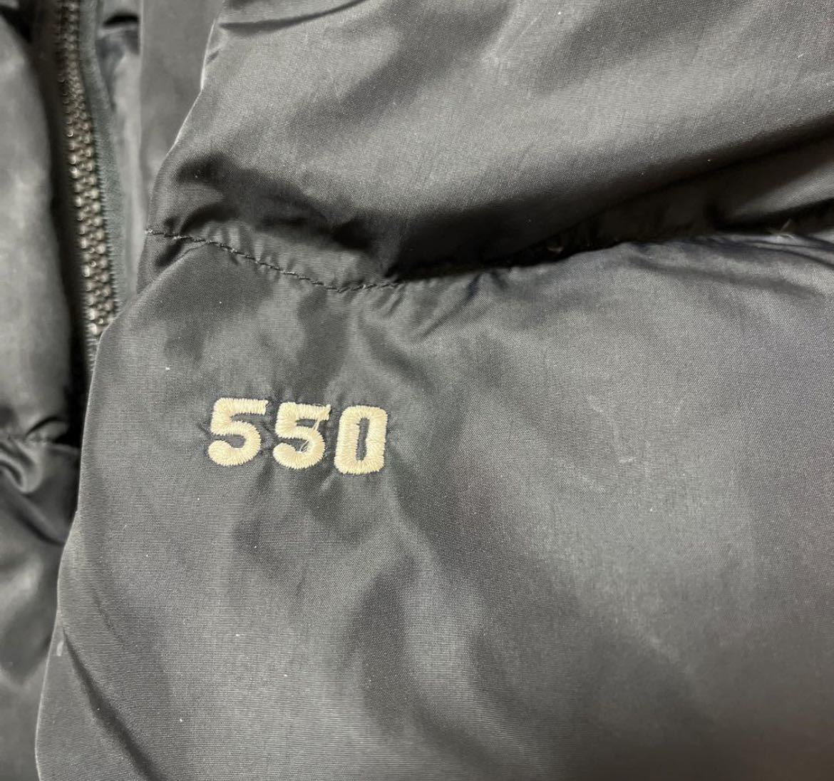 THE NORTH FACE ノースフェイス ダウンジャケット 550フィルパワー ヌプシ ワンポイント刺繍ロゴ シンプルロゴ ブラック XL ナイロン
