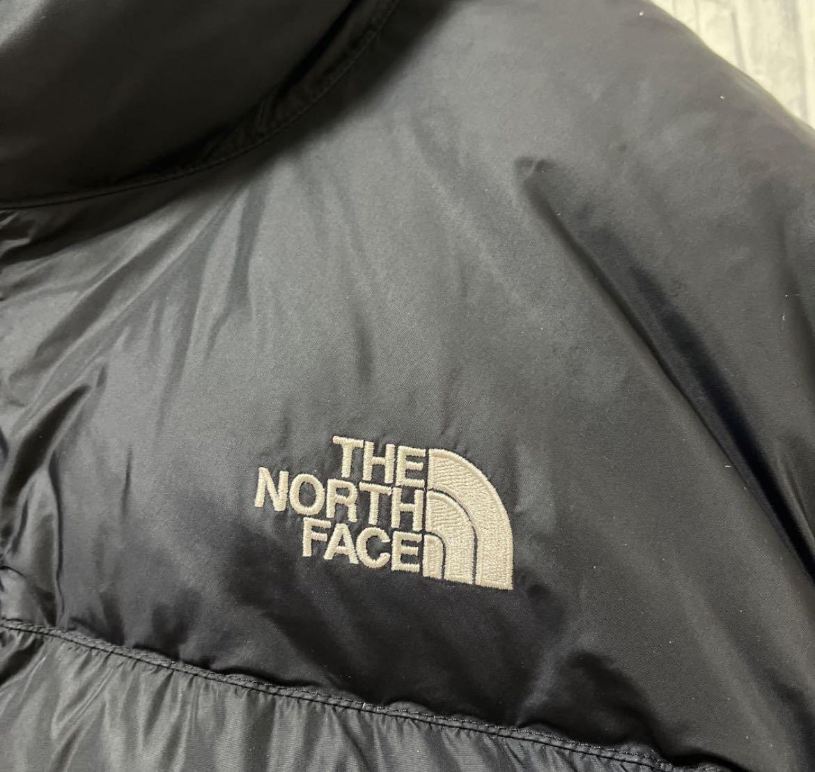 THE NORTH FACE ノースフェイス ダウンジャケット 550フィルパワー ヌプシ ワンポイント刺繍ロゴ シンプルロゴ ブラック XL ナイロン