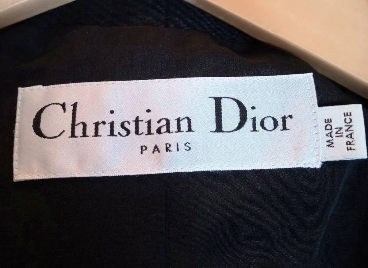 ◯◯1円〜出品◯◯Christian Dior クリスチャン ディオール セットアップ ポンチョ スカート チェック ネイビー/ブラック フード付き_画像6