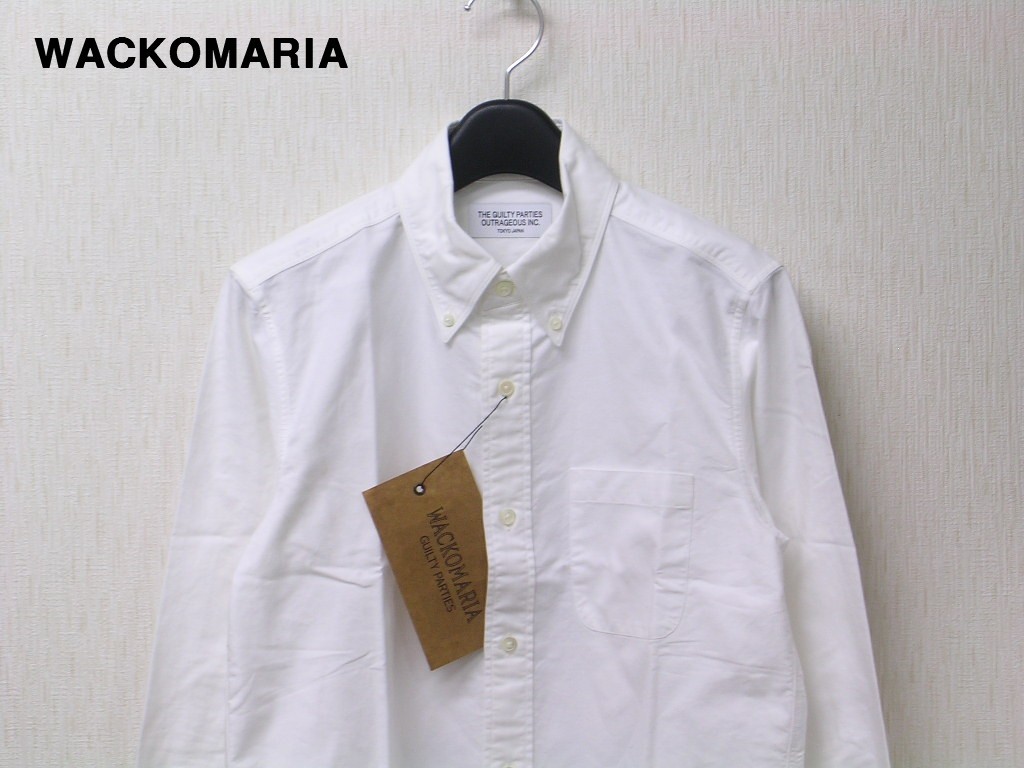 S new goods [WACKO MARIA WASH OX BD SHIRT-3(GOD BLESS YOU MARIA) WHITE Wacko Maria oxford shirt 12AW-OX-14]