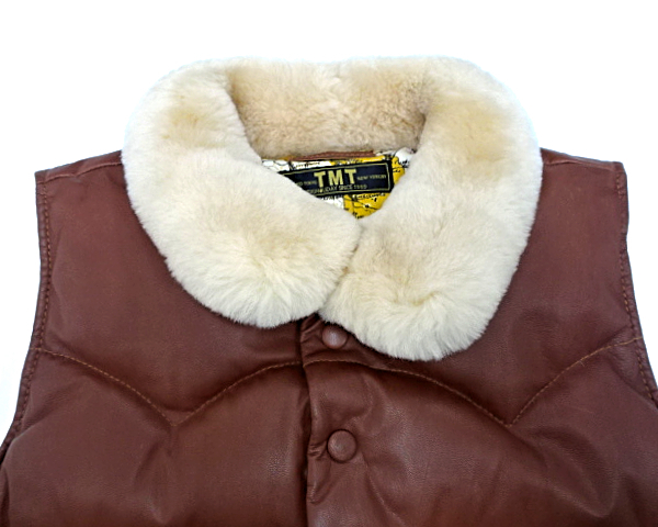 M【nano・universe x TMT GOAT LEATHER DOWN VEST TJK-F11NU03 BROWN T.M.T. 山羊革 ダウンベスト ジャケット ナノユニバース ブラウン】_画像4