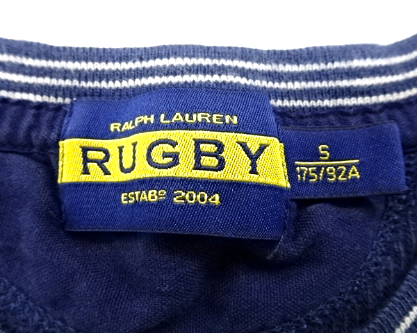 S【RALPH LAUREN RUGBY ラルフローレン ラグビー ワッフル サーマル ヘンリーネックシャツ RUGBY ロンTシャツ カットソー ネイビー】_画像5