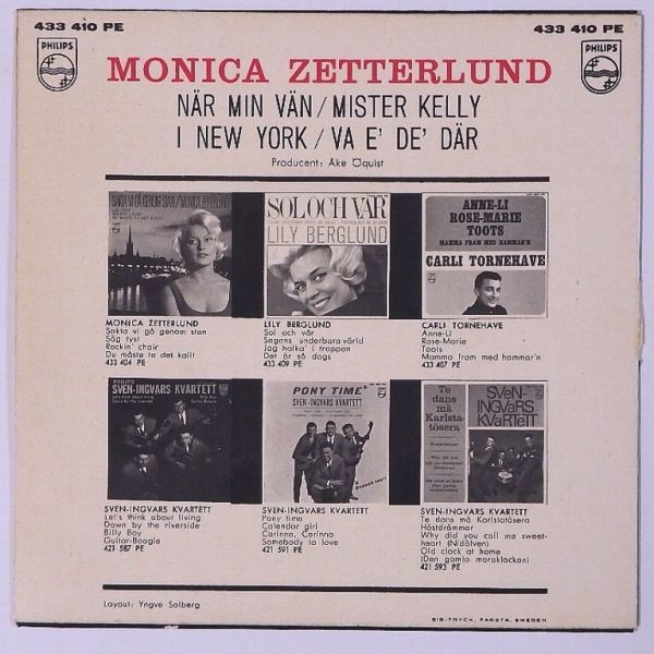★Monica Zetterlund★Nar Min Van スウェーデンPHILIPS 433 410 PE (mono) 廃盤EP !!!_画像2