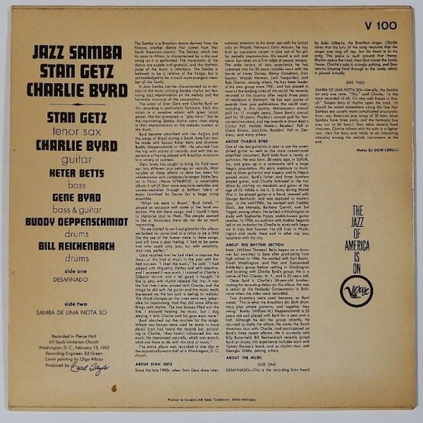★Stan Getz/Charlie Byrd★Jazz Samba スウェーデンVERVE V-100 (mono) 廃盤EP !!!_画像2