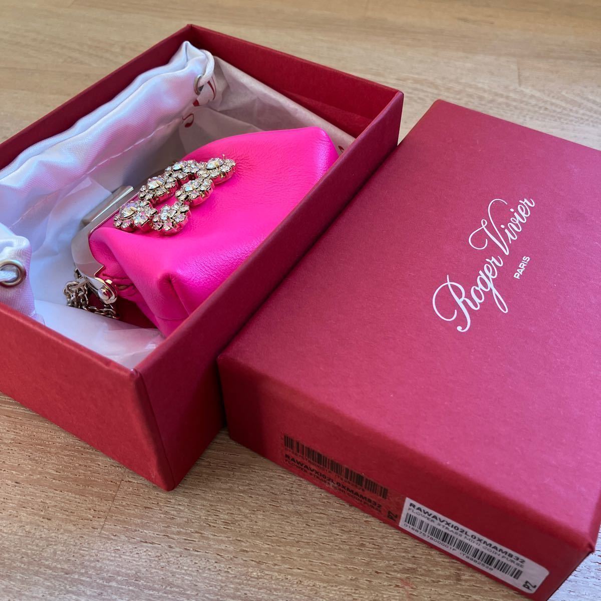 【Roger Vivier】サテン お花 ストラス バックル コインパース Bibian 比比昂 - 1回使用 Roger Vivier フラワー ストラス