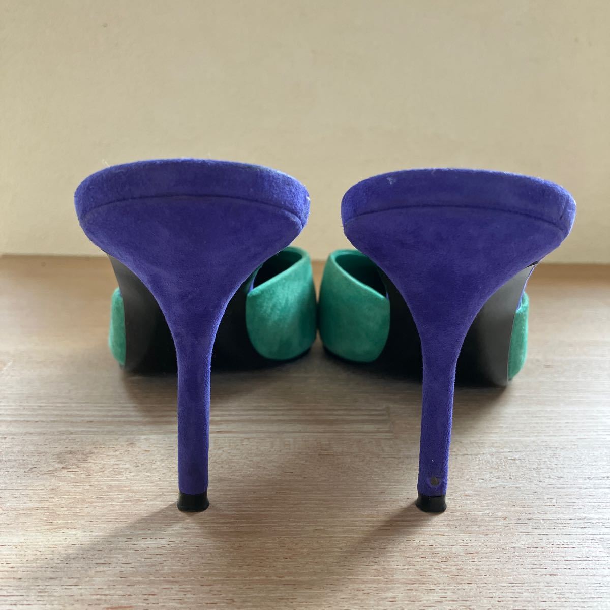 PIERRE HARDY Pierre a Rudy lady's mules 38 heel suede blue green black 