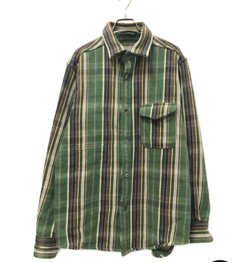 NIGEL CABOURN チェックシャツ☆送料込☆ナイジェルケーボン グリーン 緑 古着 XL_画像1