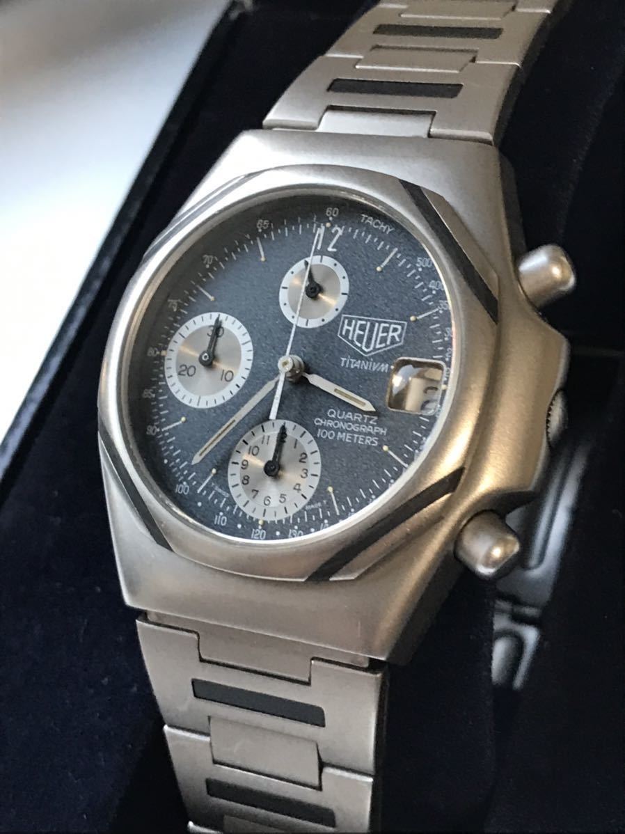  HEUER TITANIUM QUARTZ CHRONOGRAPH 希少ホイヤーチタンクロノクォーツ ※ストップウォッチリセット不良中古稼働現状品_画像3