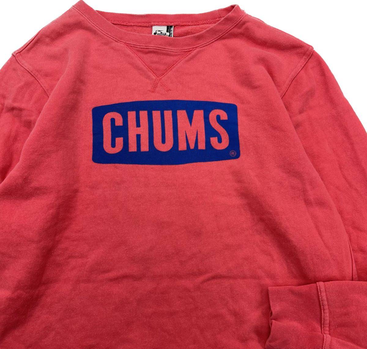 CHUMS * Logo принт * спортивная фуфайка футболка розовый красный женский L уличный Street casual Chums #S2667