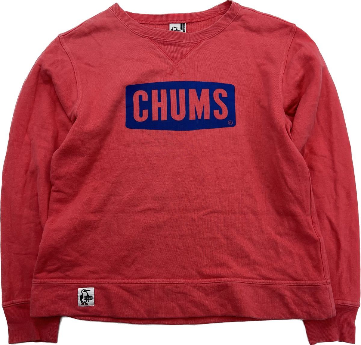 CHUMS * Logo принт * спортивная фуфайка футболка розовый красный женский L уличный Street casual Chums #S2667