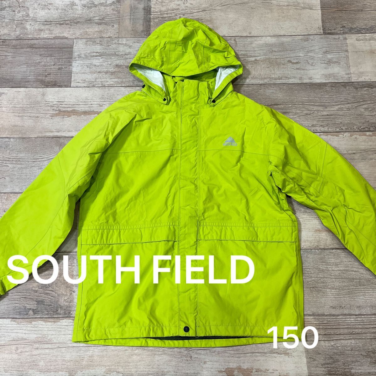 SOUTHFIELD レイン　ナイロンジャケット　蛍光黄緑　150 美品　裏地メッシュ