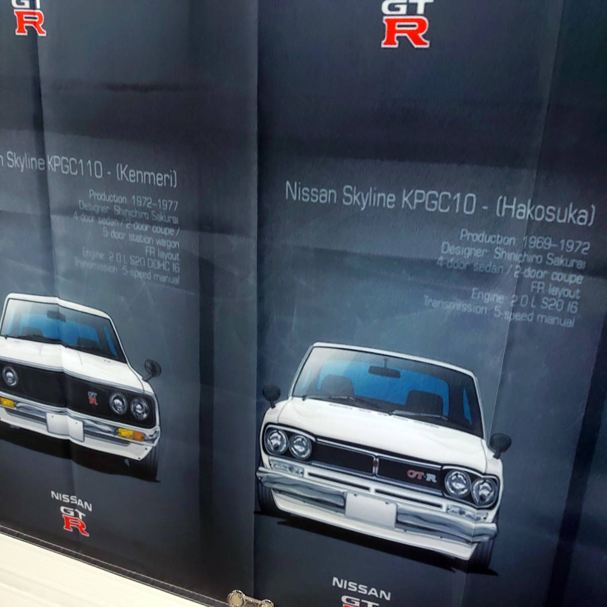 GT-R フラッグ　■高品質 150×90㎝ P201 R35　タペストリー ガレージ装飾 旧車 スカイライン 日産 歴代一覧 バナー NISSAN グッズ_画像7