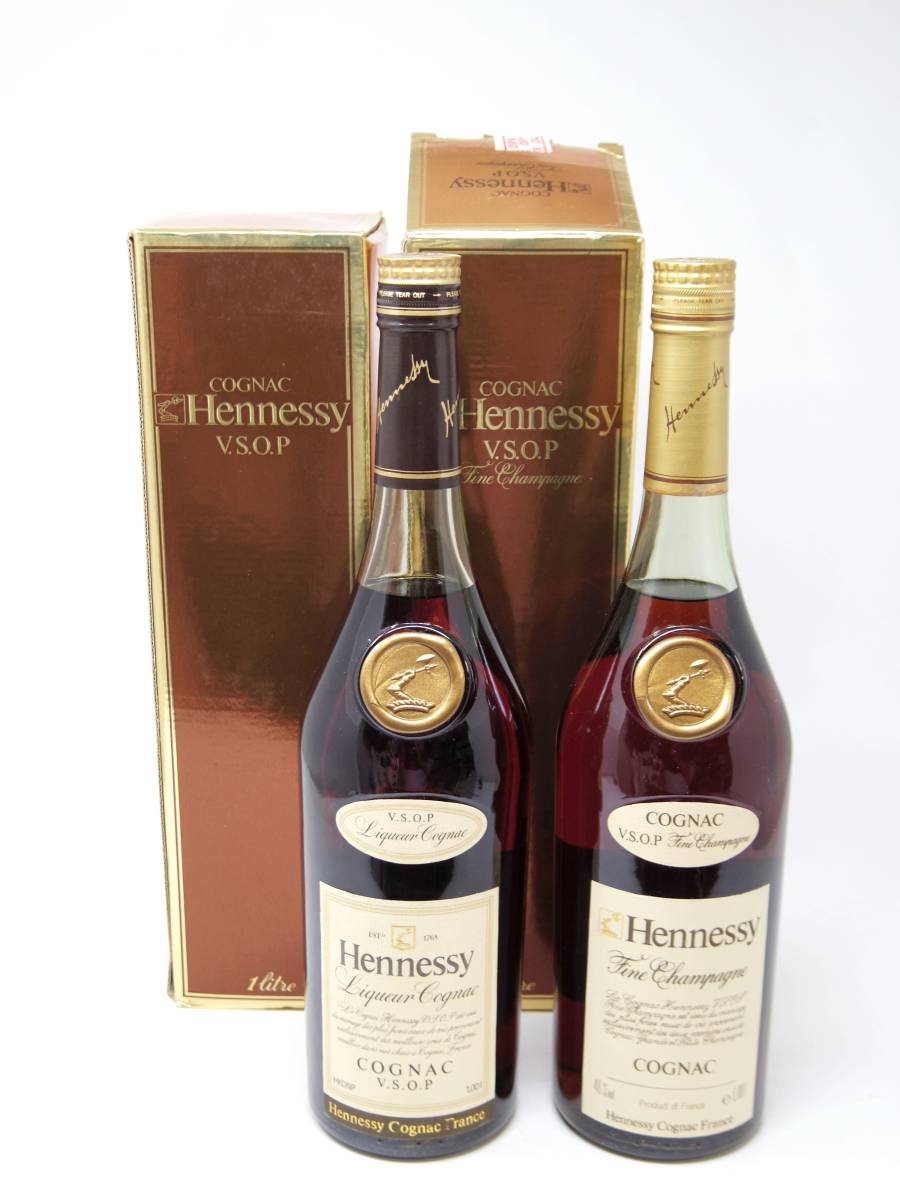 未開栓 Hennessy VSOP ヘネシー VSOP スリム 1000ml 40% 金キャップ グリーンボトル 2本セット 古酒 ブランデー 箱付_画像1