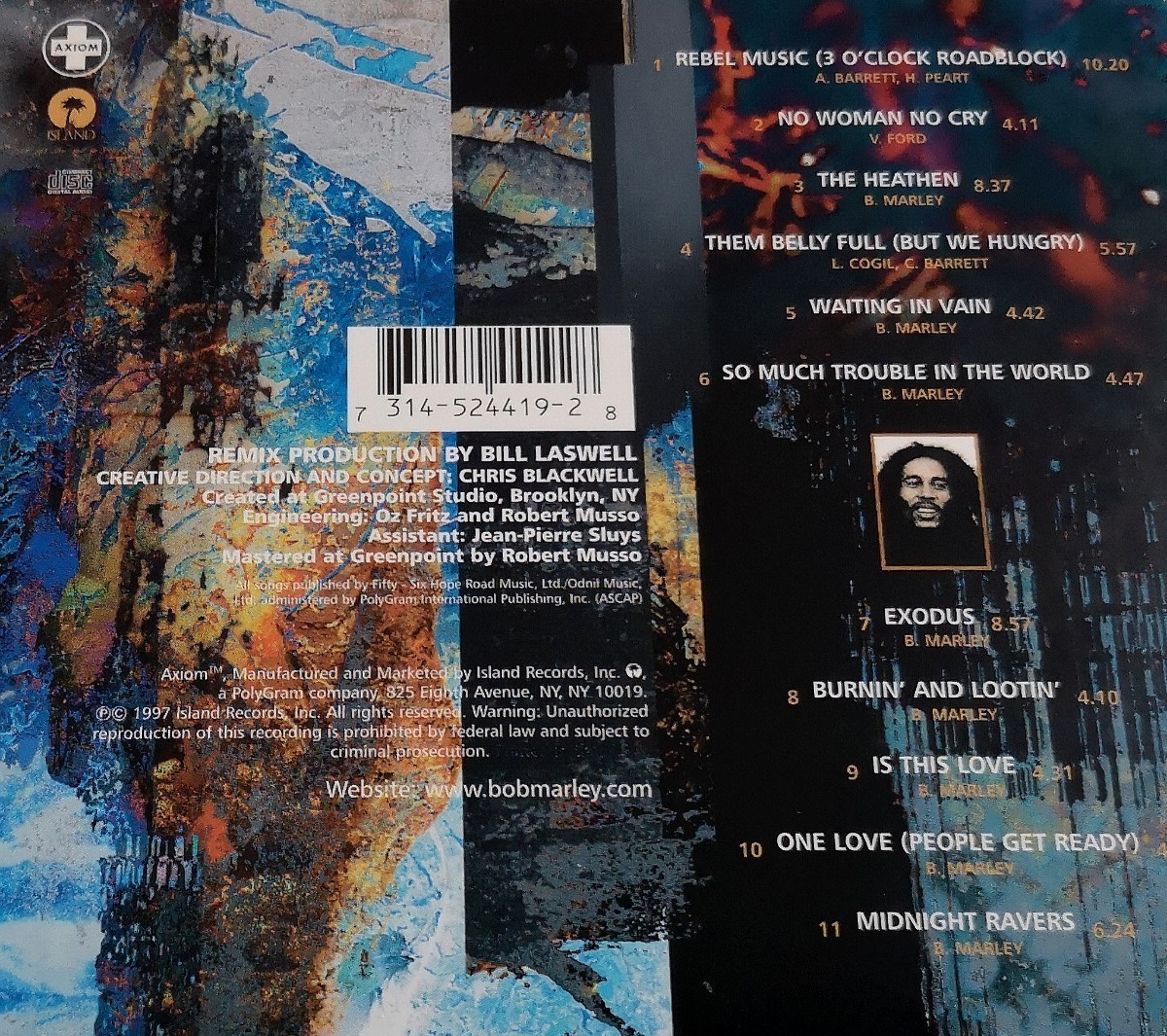 【BOB MARLEY/DREAMS OF FREEDOM】 ビル・ラズウェルによるDUB MIX/BILL LASWELL/ボブ・マーリー/輸入盤CDの画像2