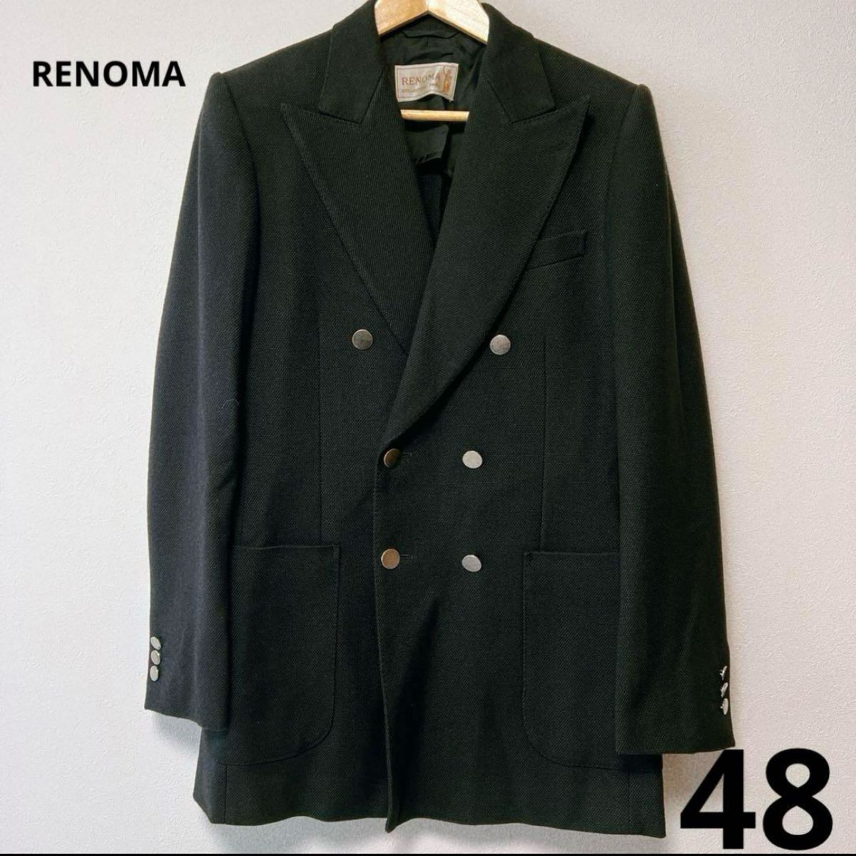 新品未使用】RENOMA レノマ ダブル ジャケット 48 黒 ブラック 新品未使用】RENOMA レノマ ダブル ジャケット 48 黒 ブラック