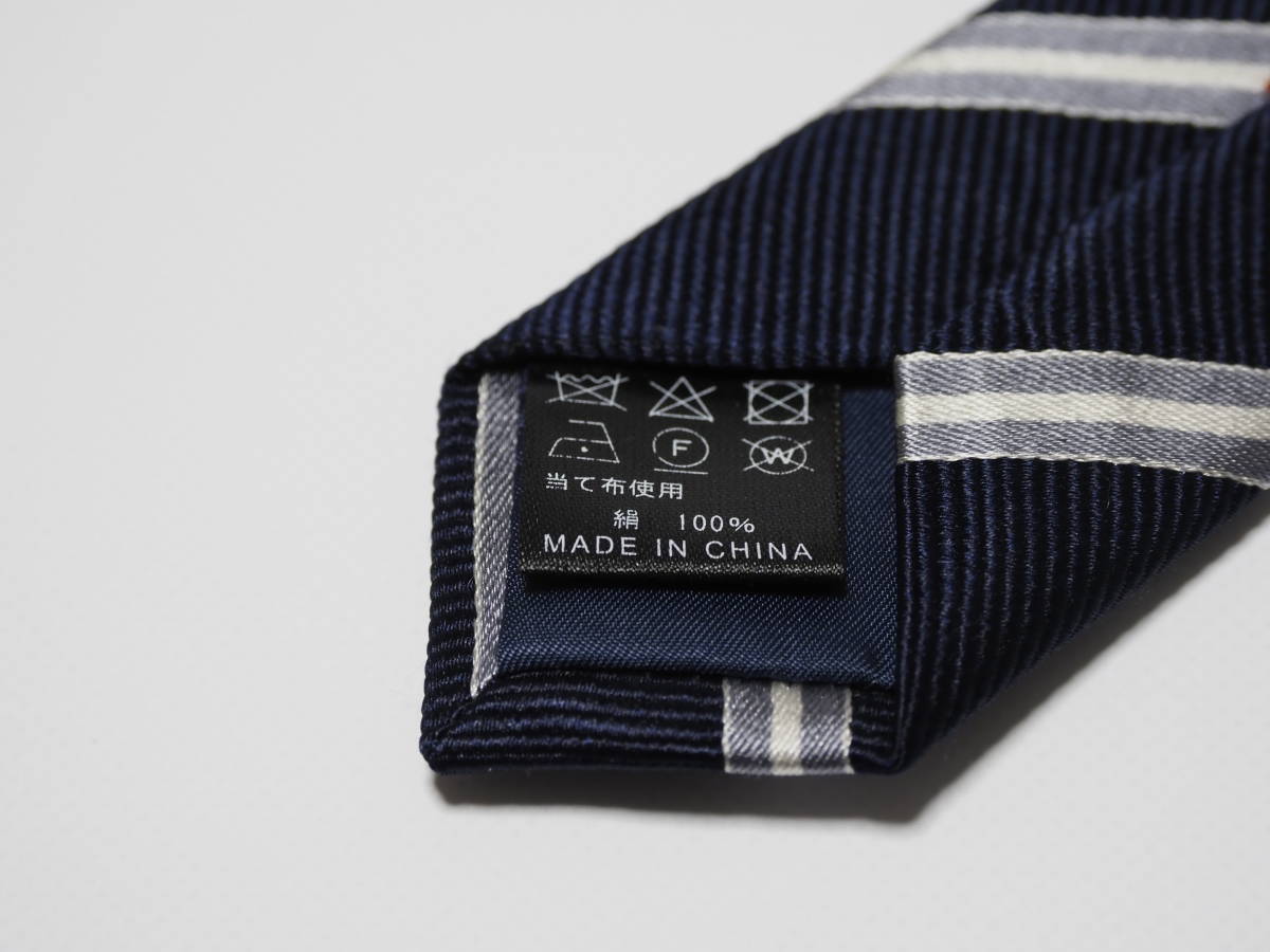 【中古】洋服の青山 PERSON'S FOR MEN「ネクタイ」メンズ 紺 ストライプ OEKO-TEXの画像4
