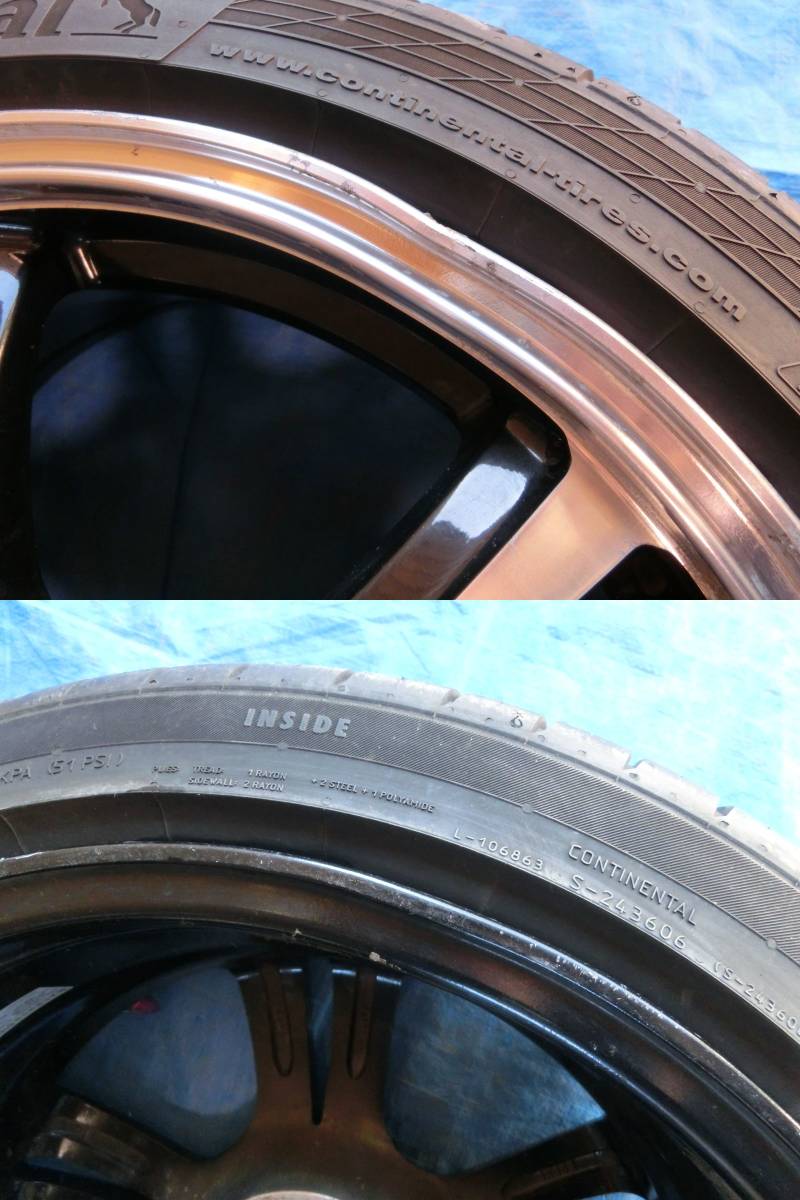 レアマイスター ブラポリ ホイール 17インチ 7J +42 PCD100 4穴 コンチネンタル 195/45R17 2018年製 タイヤ付 4本 コンパクトカー_画像8