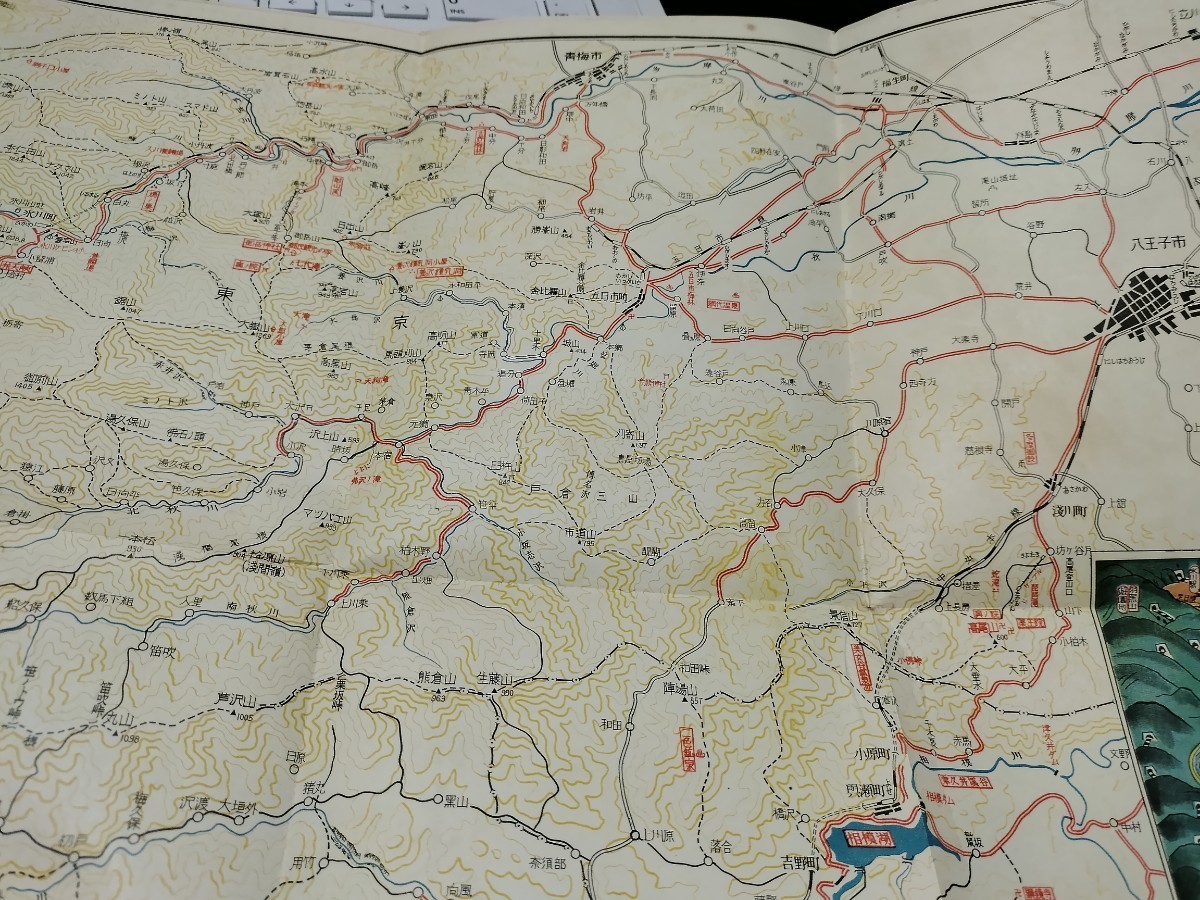 奥多摩　新観光地図古地図　昭和27年印刷発行　日本交通公社　両面　資料　52×37センチ　資料　_画像4
