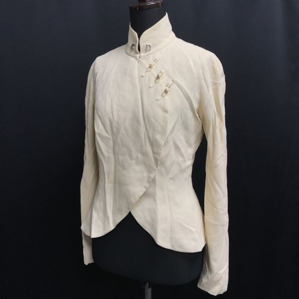 Christian Dior BOUTIQUE/ディオール★シルク混ジャケット【38/レディースS/ivory】フォーマル/フランス製/Jumper/jacket/dress ◆pBH354_画像2