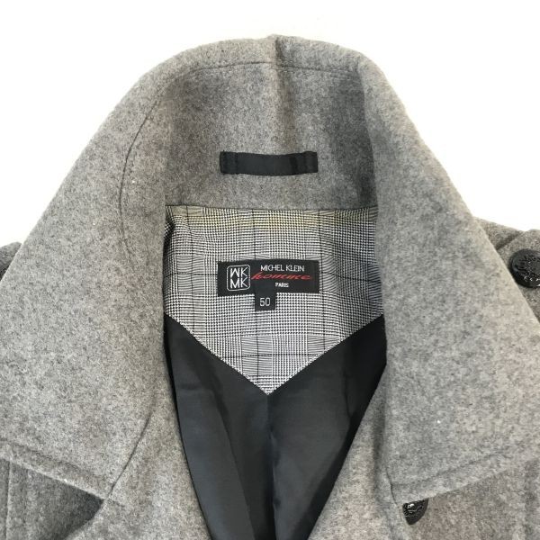 ミッシェルクラン/MICHEL KLEIN HOMME★ショート丈/ウールピーコート【50/メンズL/グレー/gray】Coats/Jakets/Jumpers◆pBH345_画像4