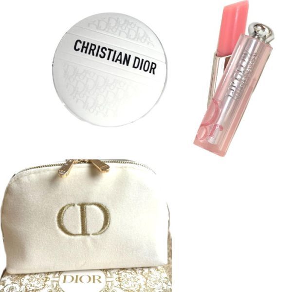 【CU】DIOR　ディオール ビューティー＆ケア セット ポーチ　限定　ホリデーリップ #001 ル ボーム DIOR-GIFT-2023 コスメコフレ【新品】_画像1