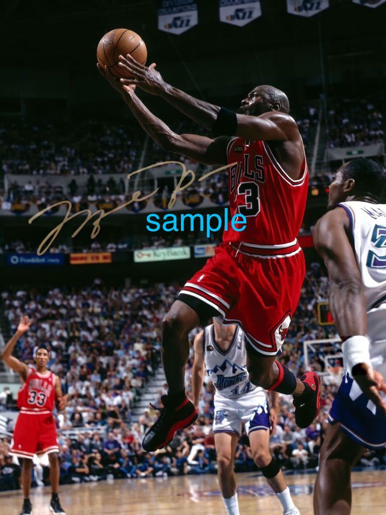 [ postage included ] Michael Jordan high resolution sa Info toNBA chicago bulls photograph 