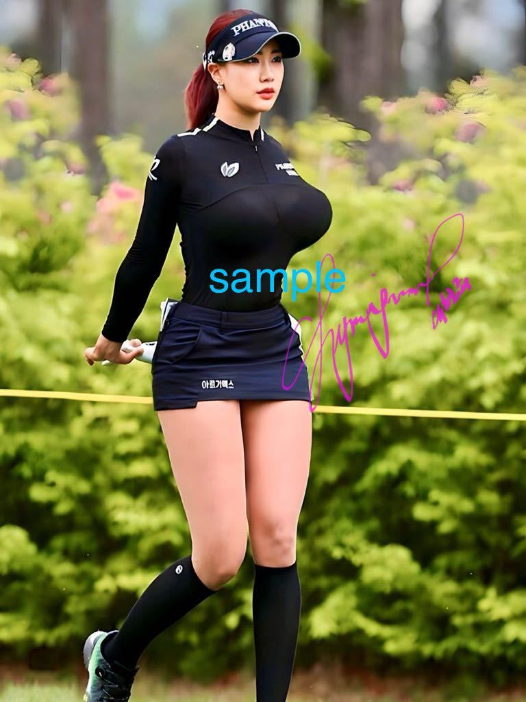 【送料込み】ユ・ヒョンジュ　高画質　サイン　フォト　人気　女子プロゴルファー　ゴルフ