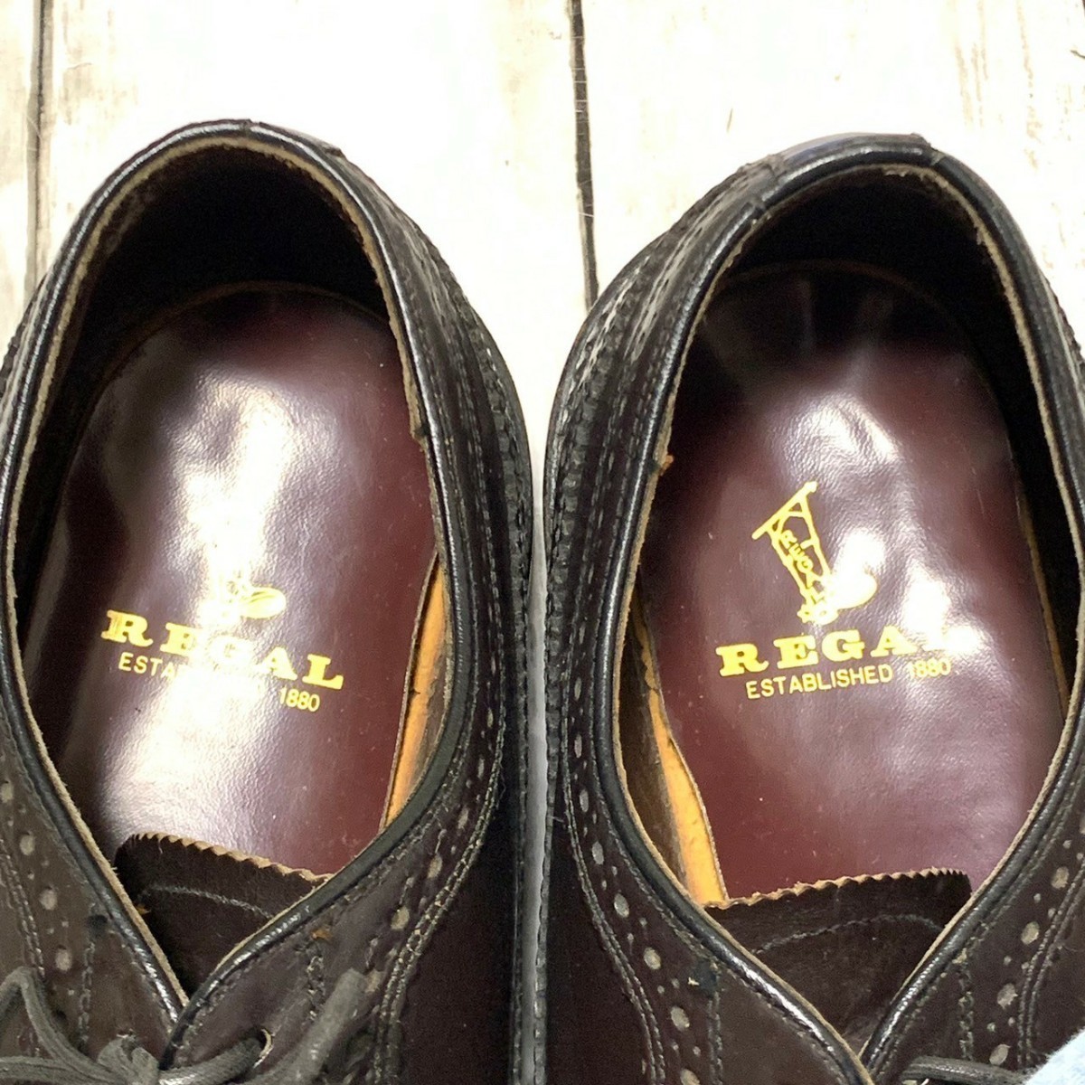 R5022bE REGAL リーガル ドレスシューズ ブラック メンズ サイズ 24 1/2EE (24.5cm) ウイングチップ 革靴 ビジネスシューズ ローファー_画像6