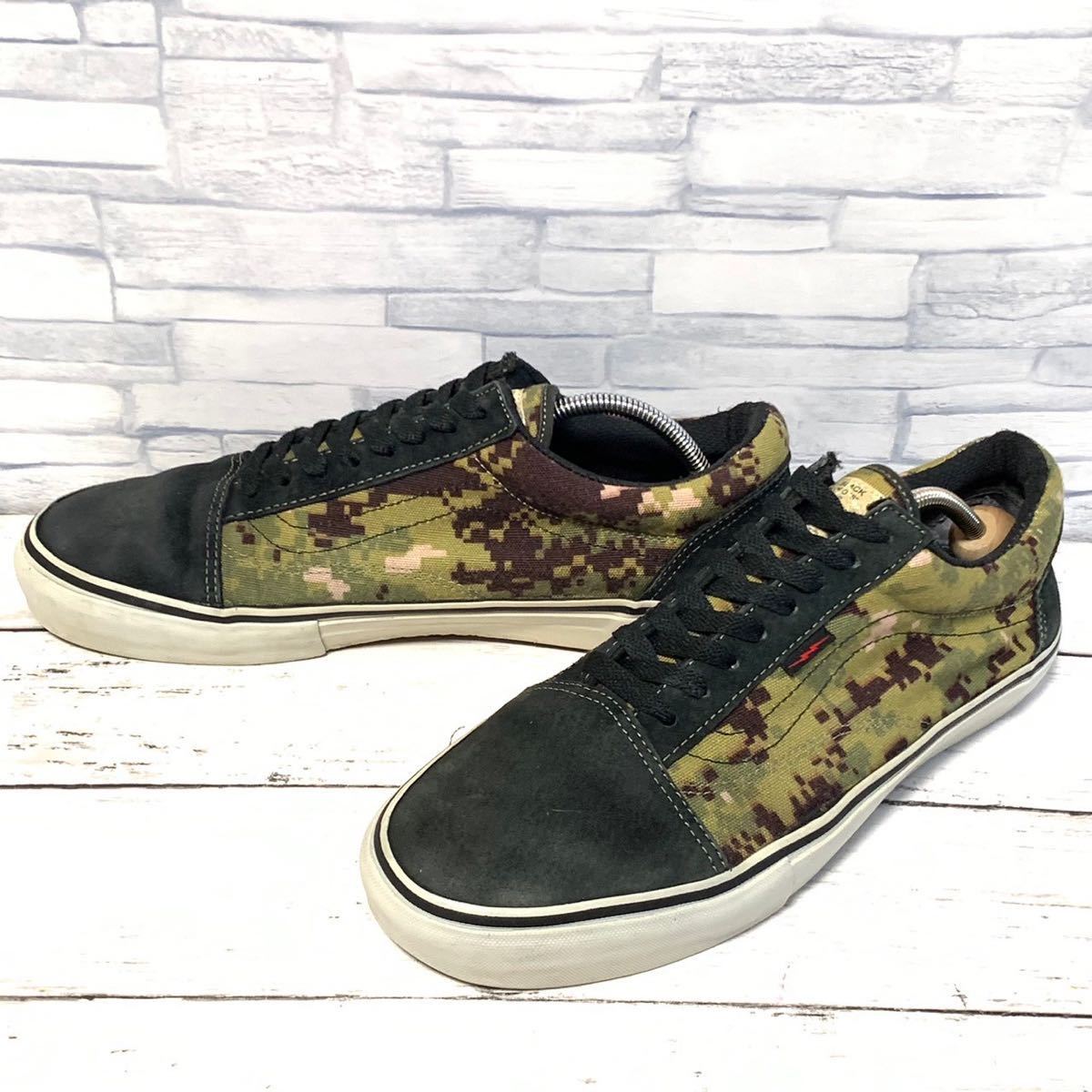 R4941bh【vans バンズ】ヴァンズ 28cm スニーカー メンズ ブラック×グリーン 靴 スケボー オーセンティック ローカット キャンバス TC6D_画像1