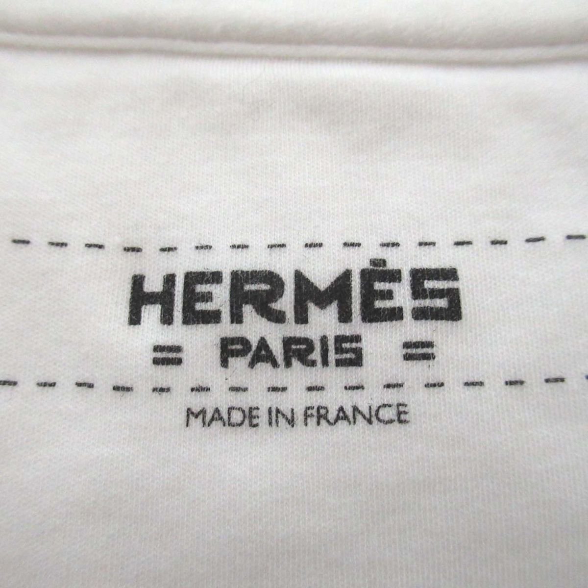 美品 19SS HERMES エルメス 刺繍ポケット クルーネック 半袖 Tシャツ カットソー 40サイズ ホワイト_画像9