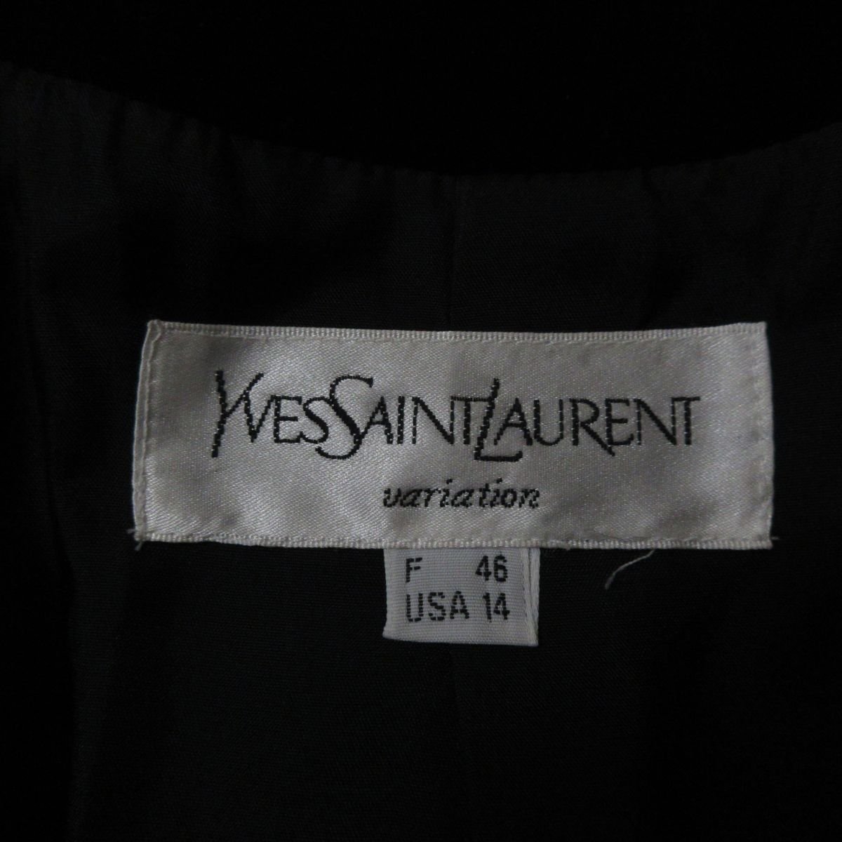 美品 YVES SAINT LAURENT イヴサンローラン ベロア切り替え 5B シングルジャケット 大きいサイズ USA14 レッド×ブラック_画像4
