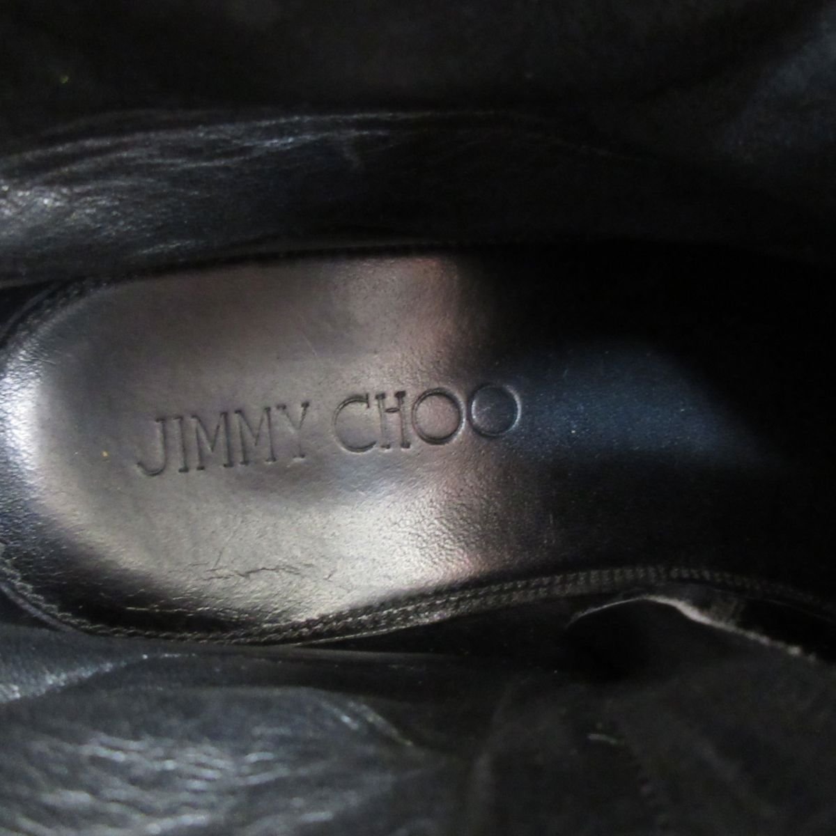 JIMMY CHOO ジミーチュウ SURREY サリー パテントレザー ベルト ドレスブーツ ショートブーツ サイズ40 約25cm ブラック_画像6