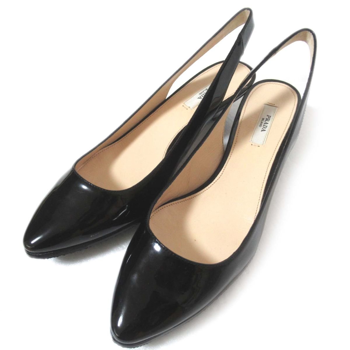 人気ブランドの新作 エナメル プラダ PRADA 美品 レザー ブラック 24cm