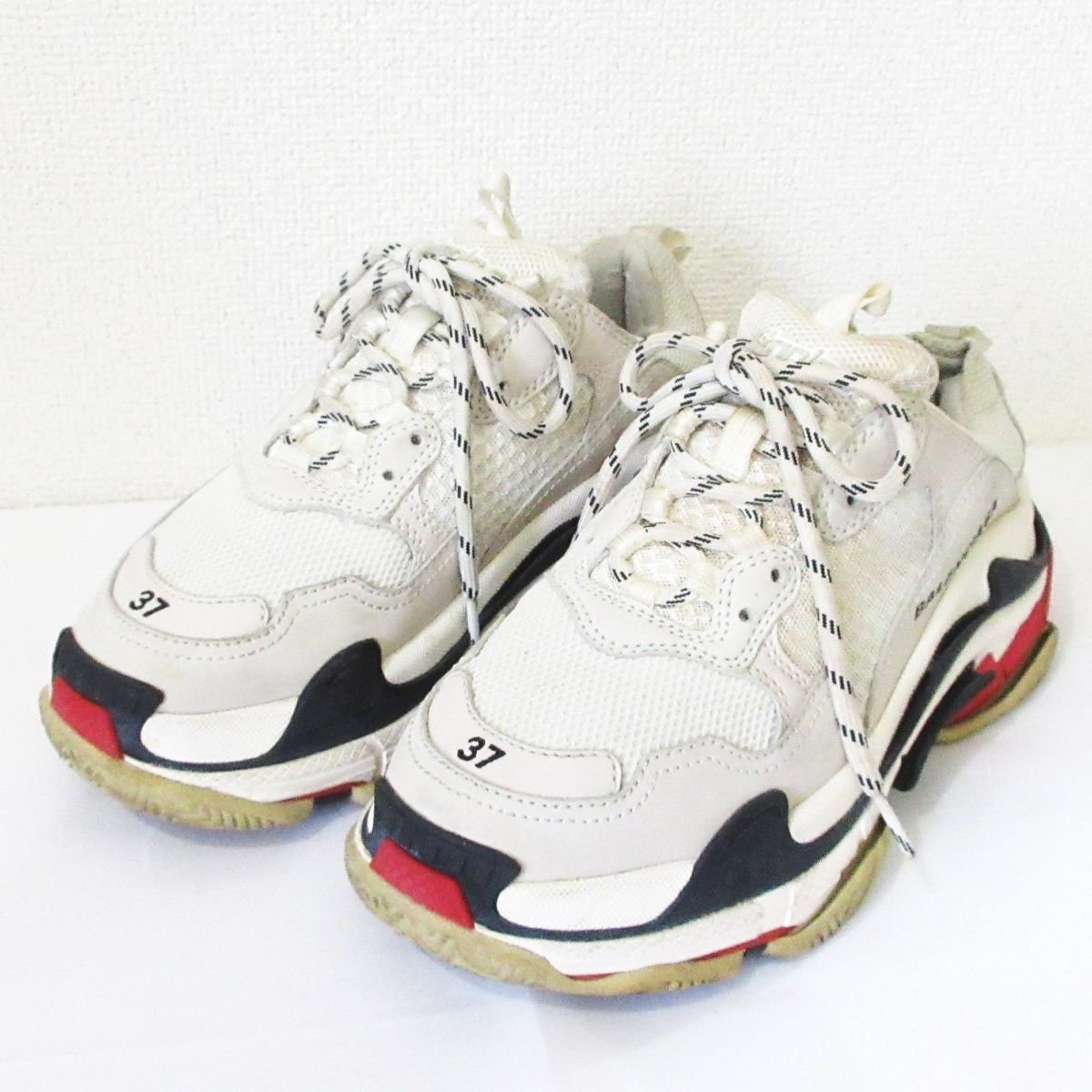 良品 BALENCIAGA バレンシアガ TRIPLE S トリプル S ローカットスニーカー 524037 24.5cm ホワイト_画像1