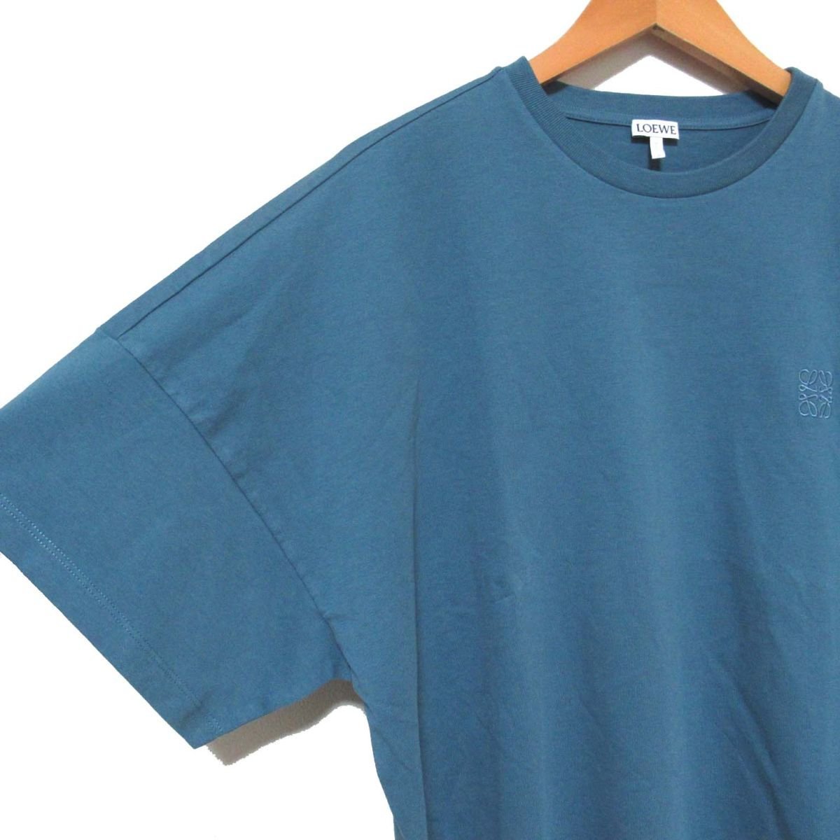 美品 LOEWE ロエベ アナグラムロゴ刺繍 半袖 オーバーサイズ Tシャツ カットソー Sサイズ ブルー系の画像3
