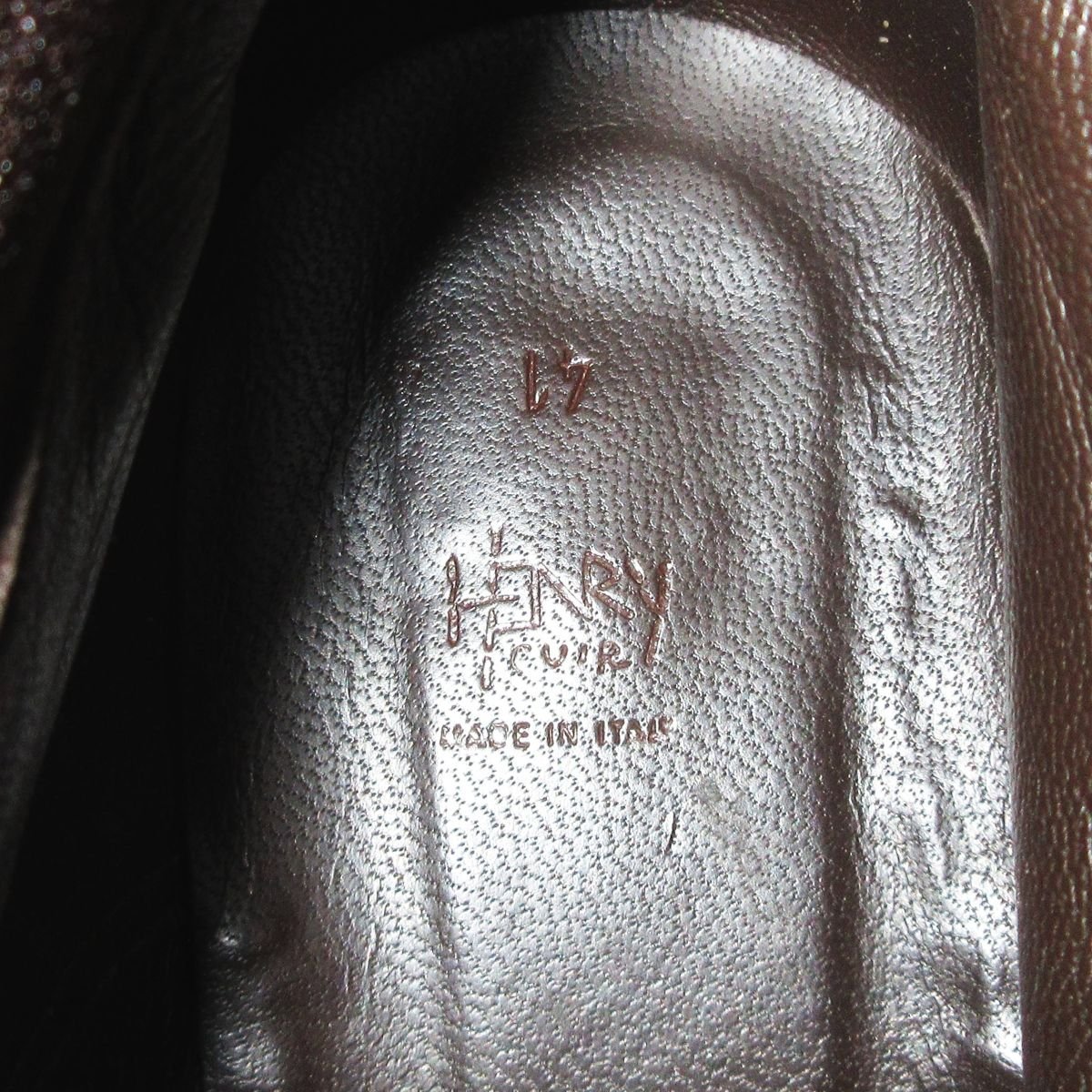 美品 HENRY CUIR アンリークイール レザー レースアップ サイドゴアブーツ ショートブーツ サイズ41 約25.5cm ブラウンベージュ系_画像4