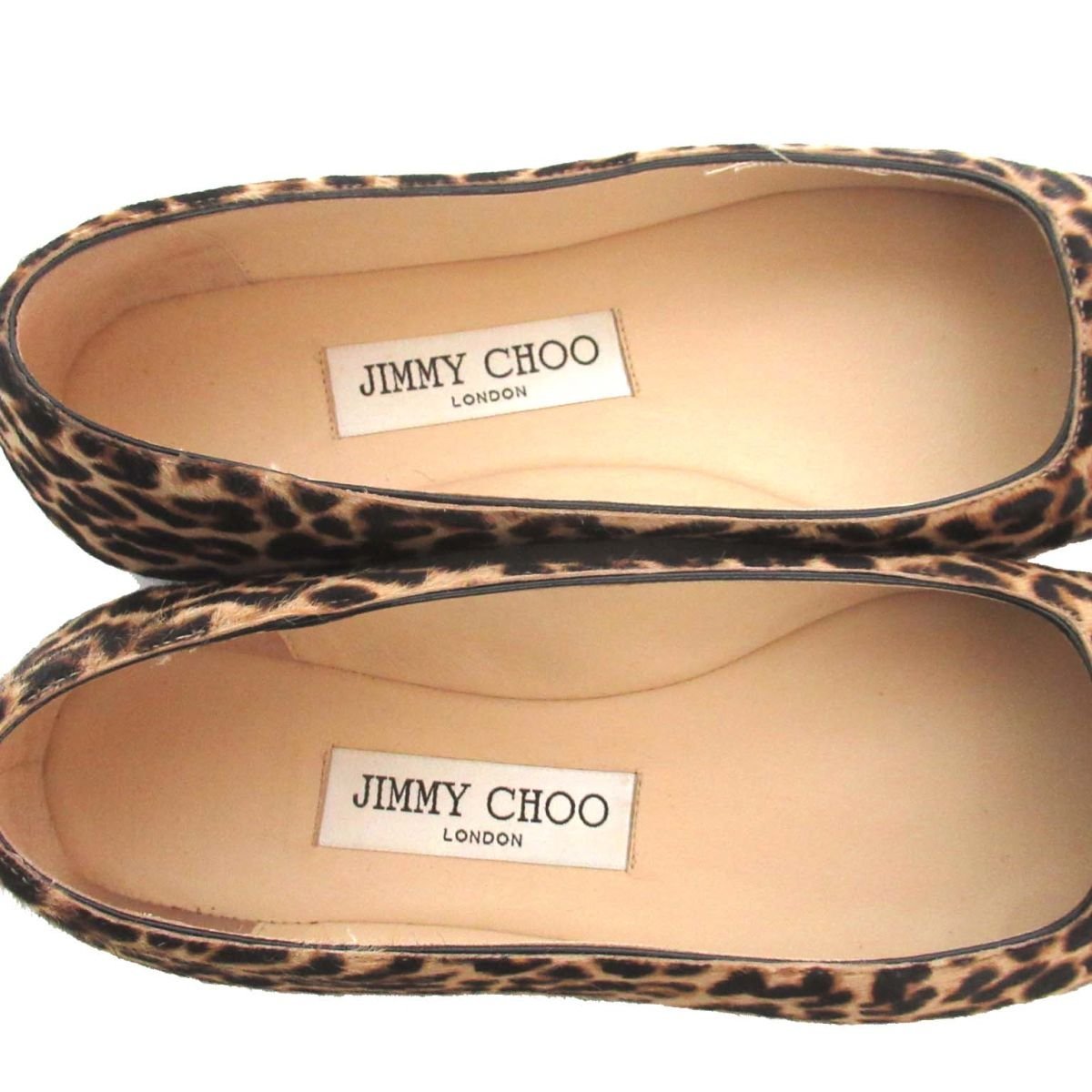 美品 21AW JIMMY CHOO ジミーチュウ WATSON FLAT ハラコ レオパードポニー×パテントレザー フラットシューズ パンプス 36.5 23.5cm相当_画像5