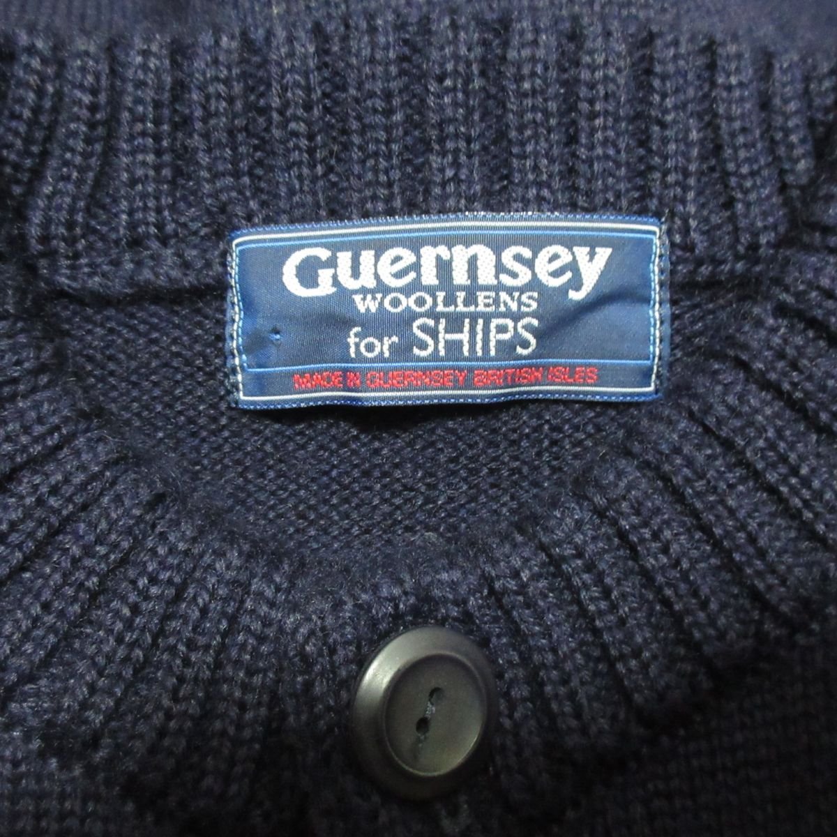  beautiful goods Guernsey WOOLLENS gun ji-u- lens Ships special order crew neck long sleeve low gauge knitted cardigan 36 navy 113