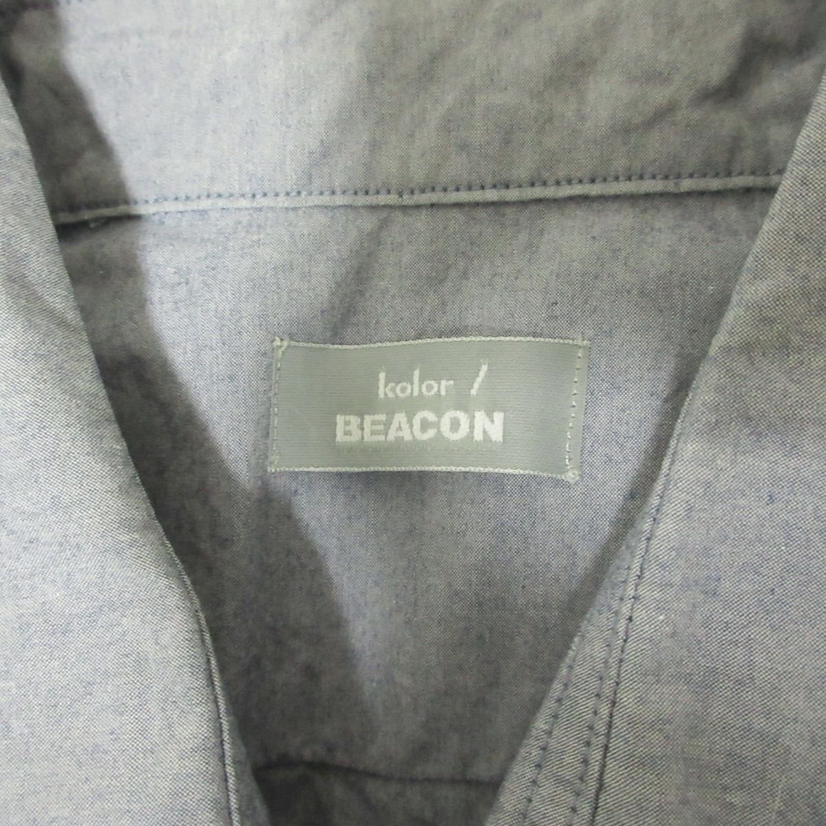 美品 kolor BEACON カラービーコン 半袖 ラウンドカラー シャツ 1 ブルー 113_画像3