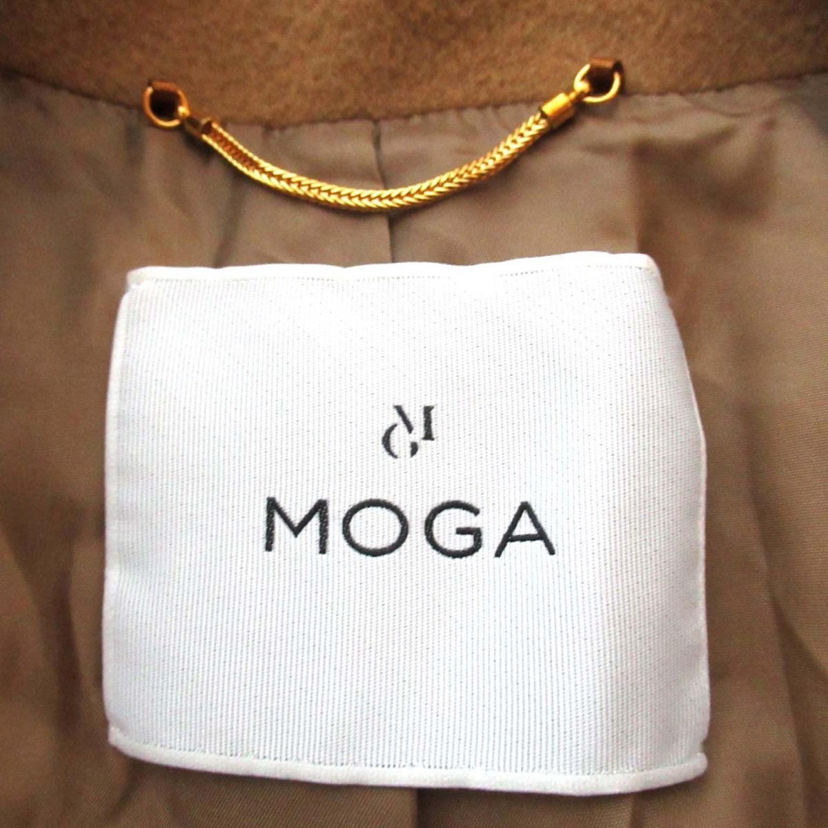 美品 MOGA モガ MENCHI ウール ショールカラー ロングコート 3サイズ ベージュ_画像8