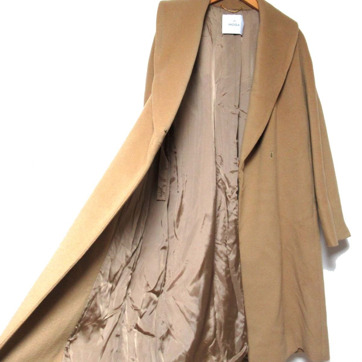  beautiful goods MOGA Moga MENCHI wool shawl color long coat 3 size beige 