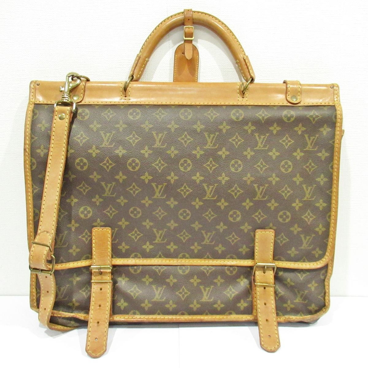 良品 LOUIS VUITTON ルイヴィトン モノグラム レザー サッククレベール ボストンバッグ ショルダーバッグ ブラウン_画像2