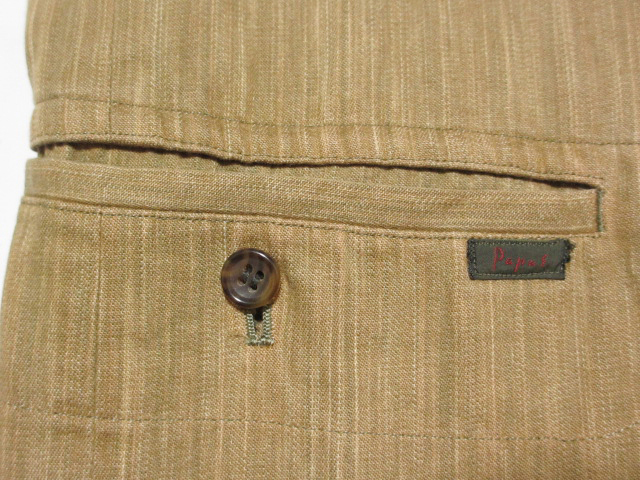 クリーニング済★パパスPAPAS テーラードジャケット M ベージュ茶 黄土色 綿コットン 日本製 2ボタン 上着アウター ロゴ入 メンズ