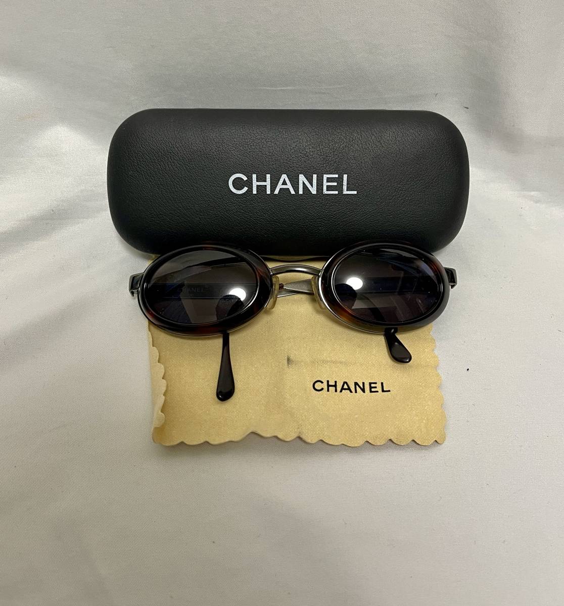 1円〜CHANEL シャネル 09610 91235 ロゴ べっ甲調 サングラス メガネ 眼鏡 アイウェア レディース ブラウン系 _画像1