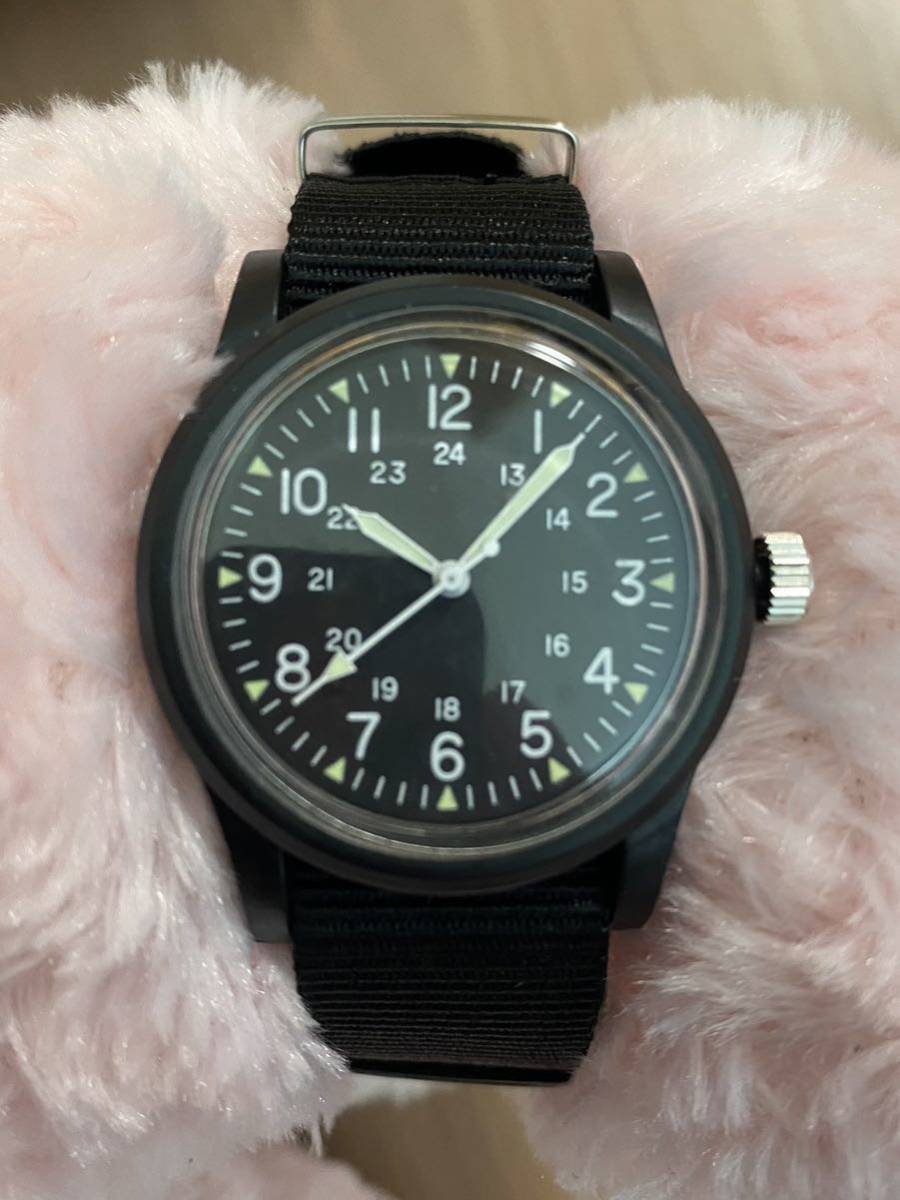 ミリタリーウォッチ　腕時計　セイコークォーツ　NATOベルト　ブラック_画像1